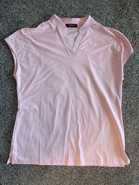 Lisou Pale Pink Short Sleeve V-Neck Tank Top